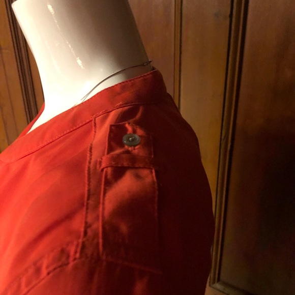 Bright Orange button up blouse - Picture 5 of 6
